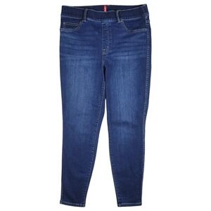 Spanx Ankle Skinny Jeans Womens L Blue Pull On Stretchy Denim High Rise Shaping